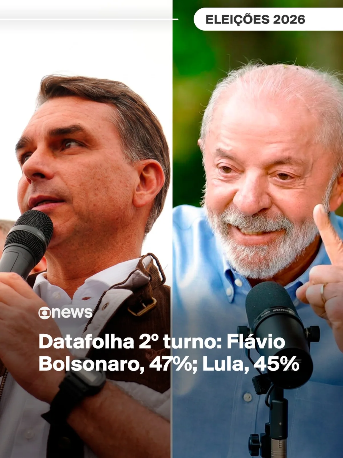 Datafolha 2° turno: Flávio Bolsonaro,  47%; Lula, 45%