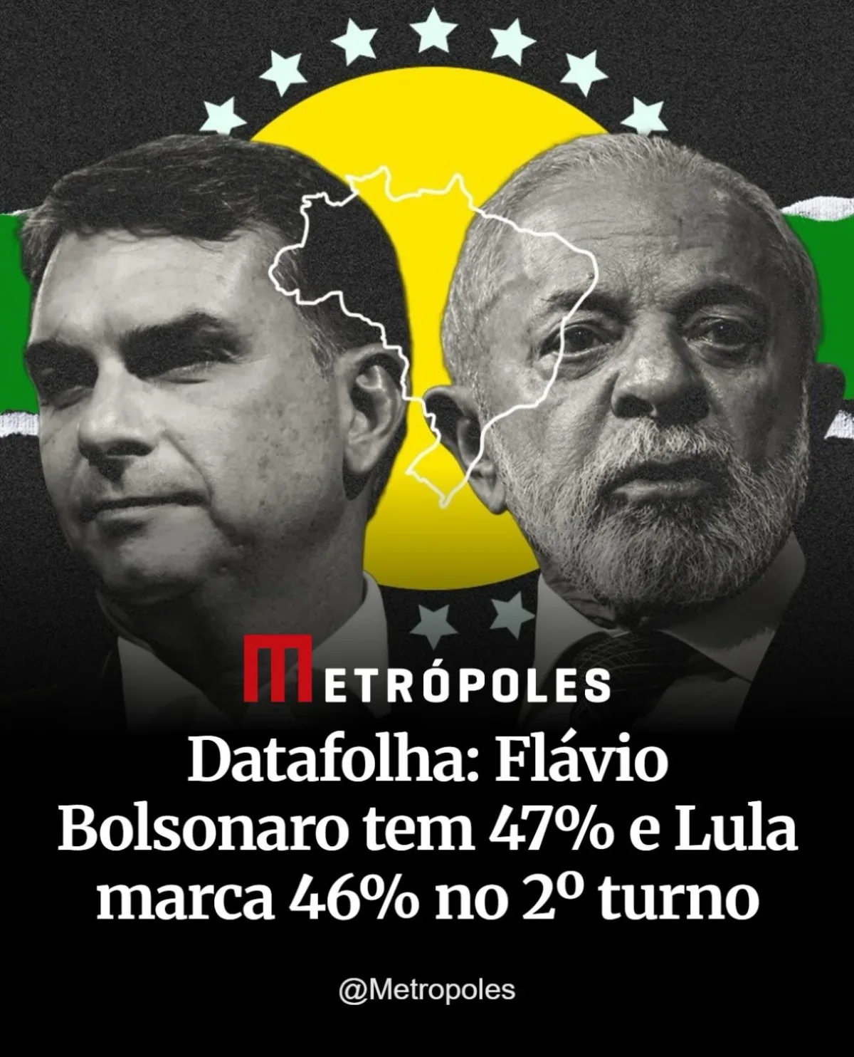 Datafolha: Flávio Bolsonaro tem 47% e Lula marca 46% e no 2° turno