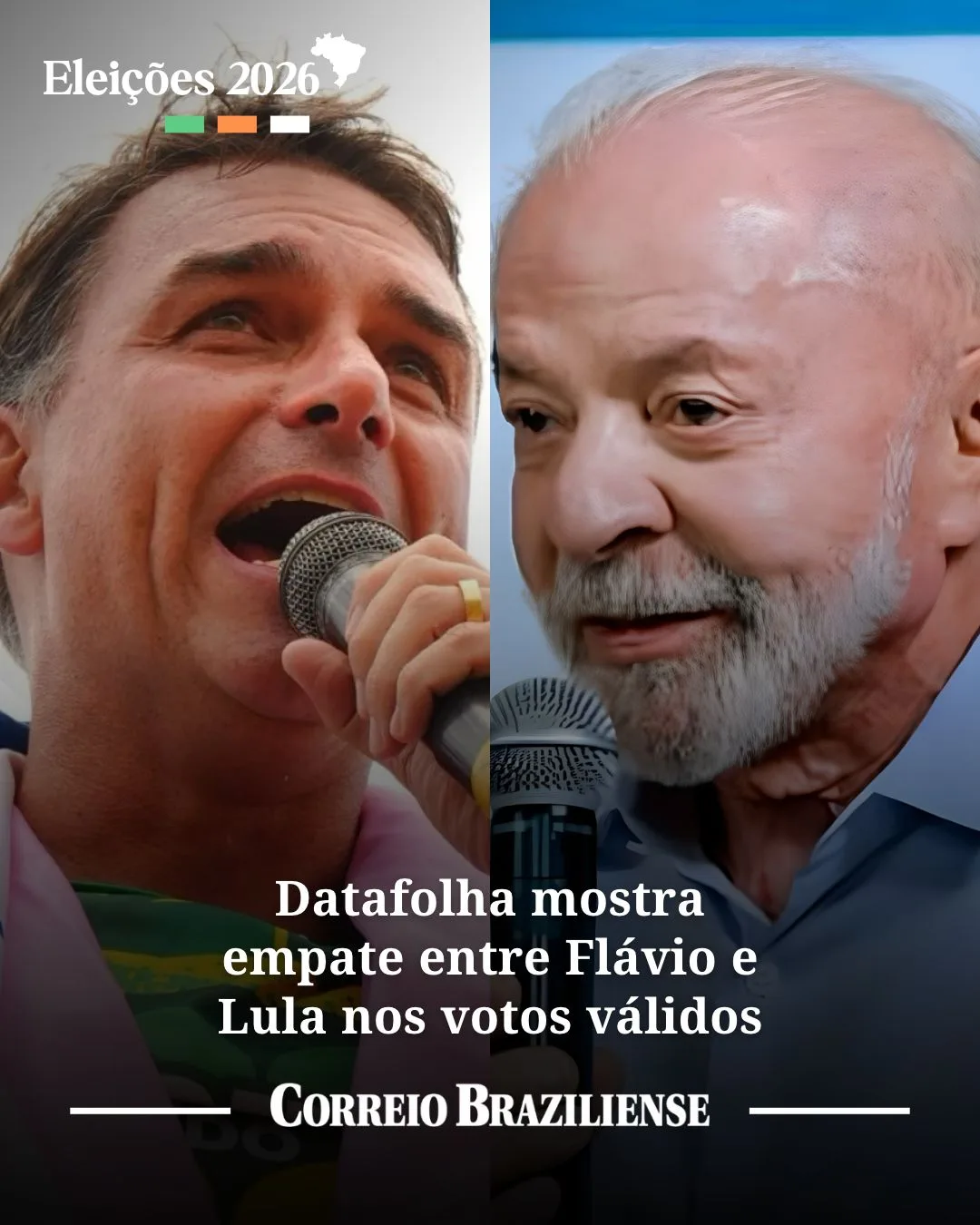 Datafolha mostra empate entre Flávio e Lula nos votos válidos