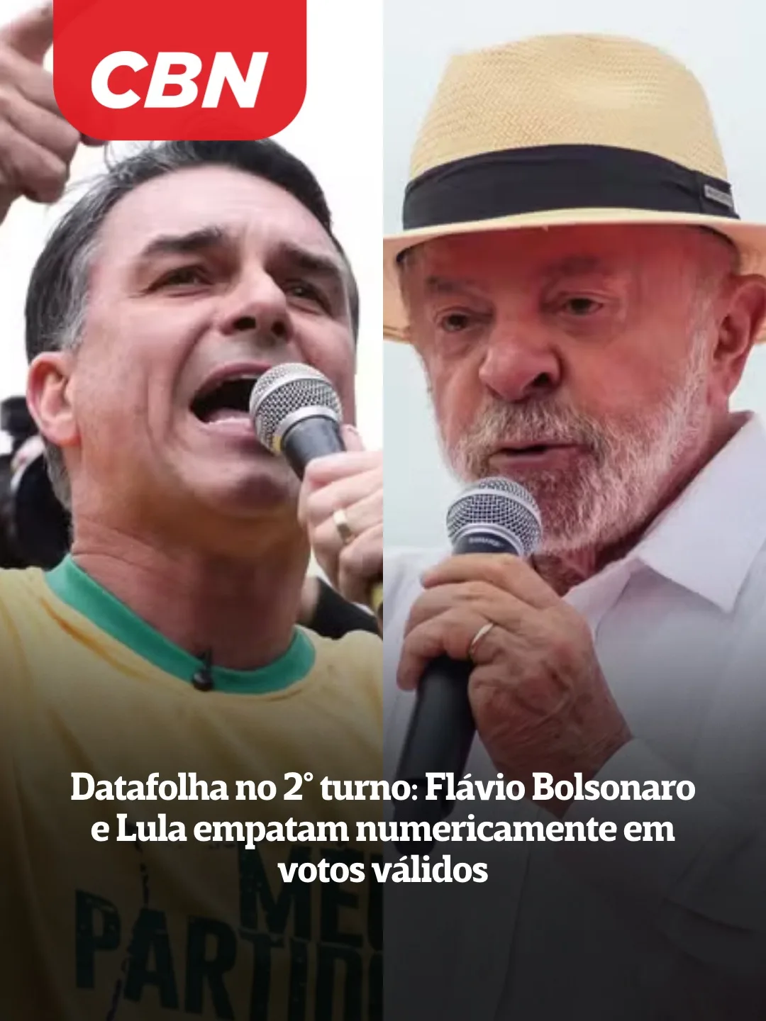 Datafolha no 2° turno: Flávio Bolsonaro e Lula empatam numericamente em votos válidos
