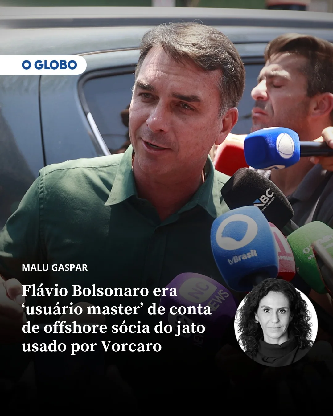 Flávio Bolsonaro era 'usuário master' de conta de offshore sócia do jato usado por Vorcaro