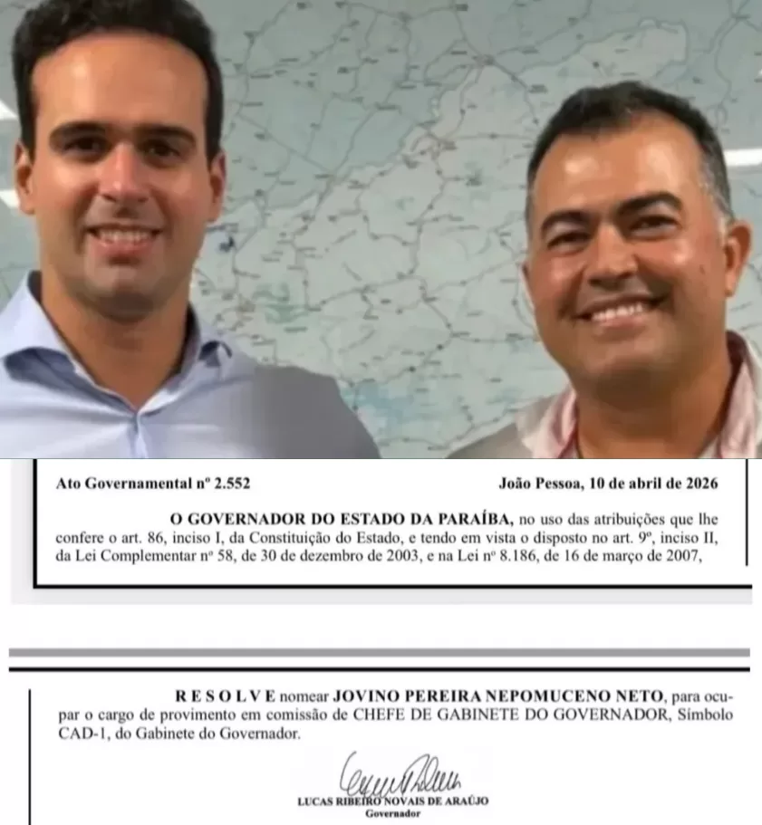 Lucas Ribeiro nomeia Neto Nepomuceno como novo chefe de gabinete do governador