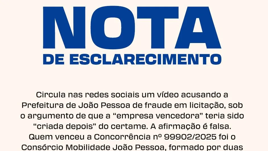NOTA DE ESCLARECIMENTO — Prefeitura de João Pessoa