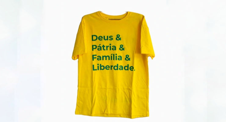 Camisa "Deus, pátria, família e liberdade".