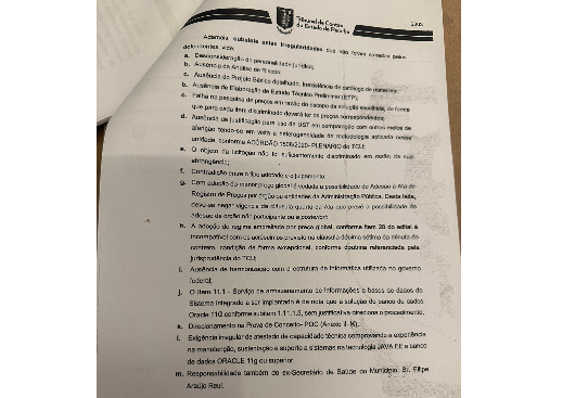 Conclusão do relatório técnico do TCE.