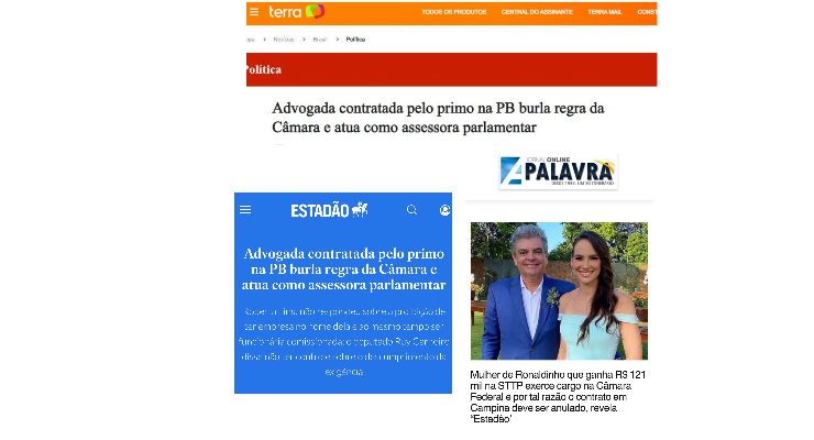 ALÉM DA DEMISSÃO: esposa de Ronaldinho Cunha Lima também poderá ter que devolver o dinheiro da STTP — diz O ESTADÃO e PORTAL TERRA