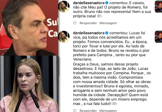 Ontem à noite Cássio disse que Bruno Cunha Lima seria uma GRANDE LIDERANÇA; depois deu o carão. Só que a senadora Daniella “DEU A REAL”