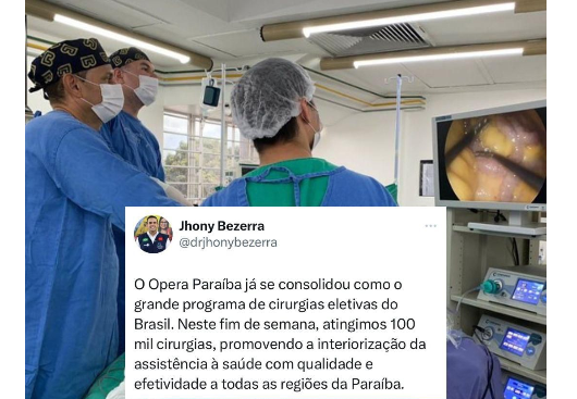 O Opera Paraíba chegou a marca de 100 mil cirurgias. Uma grande conquista para todos nós do @govparaiba @saudepbgov e de todos que compõem o SUS paraibano.