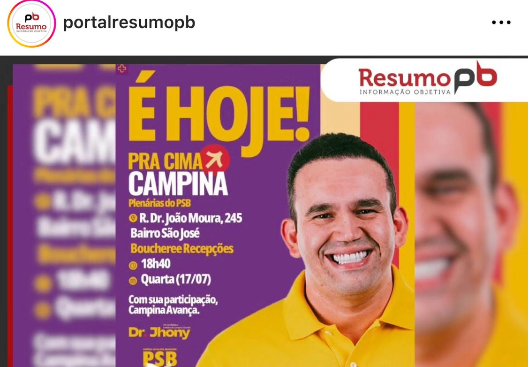 DR. JHONY BEZERRA PARTICIPA DAS PLENÁRIAS DO PSB EM CAMPINA GRANDE, NESTA QUARTA-FEIRA (17) — Resumo PB