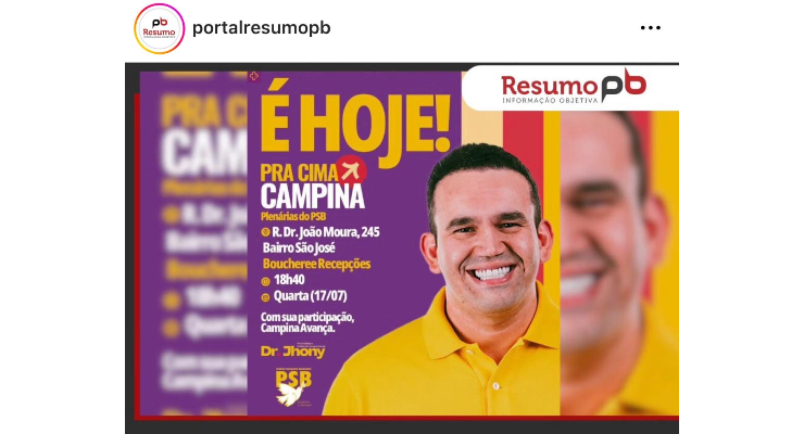 DR. JHONY BEZERRA PARTICIPA DAS PLENÁRIAS DO PSB EM CAMPINA GRANDE, NESTA QUARTA-FEIRA (17) — Resumo PB