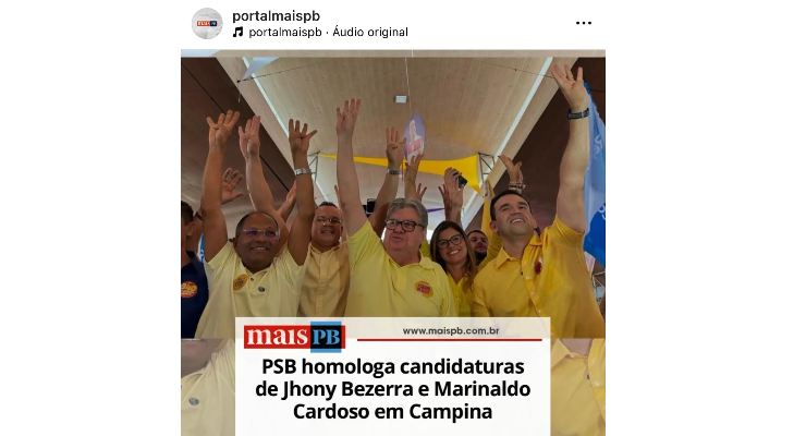 PSB homologa candidaturas de Jhony Bezerra e Marinaldo Cardoso em Campina — Mais PB