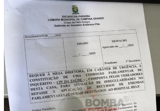 Vereadores da oposição protocolam requerimento para CPI da saúde em Campina Grande