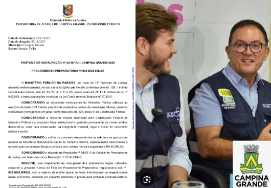 MPPB ABRE MAIS UMA INVESTIGAÇÃO EXPLOSIVA CONTRA A GESTÃO BRUNO CUNHA LIMA POR CONTRATOS - MILIONÁRIOS - ALTAMENTE SUSPEITOS NA SAÚDE; DOCUMENTOS APONTAM POSSÍVEL “SISTEMA PARALELO” DE PAGAMENTOS E EMPRESAS CAMUFLADAS