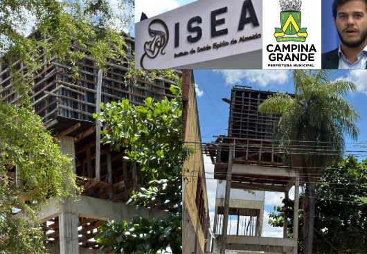 PARA QUE CAMPINA GRANDE TODA SAIBA - OBRA ABANDONADA HÁ ANOS E PRESTES A DESABAR  NO ISEA:  EM CIMA DA ALA DO PRÉ-NATAL DE ALTO RISCO, PODE CAIR PRATICAMENTE NA CABEÇA DAS PESSOAS - OBRA EM DUAS CAIXAS D'ÁGUA GIGANTESCAS ESTÃO SUSTENTADAS POR ESCORAS - DE