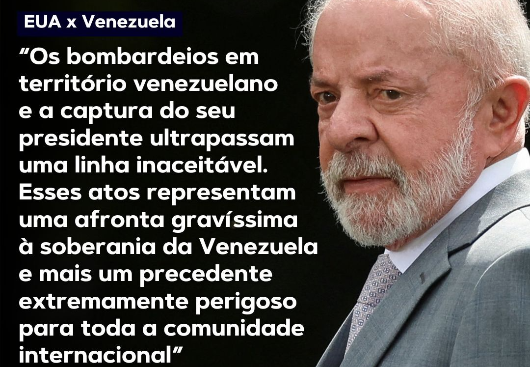 Lula se manifesta após bombardeios na Venezuela e captura de Nicolás Maduro pelos EUA