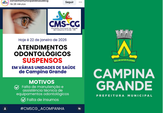 URGENTE!!!  CONSELHO MUNICIPAL DE SAÚDE TRAZ GRAVE DENÚNCIA CONTRA A PREFEITURA DE CAMPINA GRANDE: ATENDIMENTOS ODONTOLÓGICOS SÃO SUSPENSOS EM VÁRIAS UNIDADES DO MUNICÍPIO E ESCANCARAM O COLAPSO
