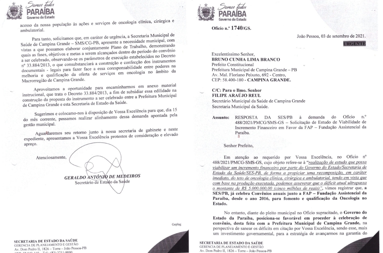 DOCUMENTO: Governo do Estado tentou convênio para ajudar o hospital da FAP,  mas gestão de BCL nem sequer respondeu o ofício