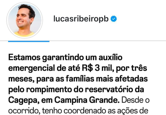 Lucas Ribeiro detalha auxílio emergencial para famílias afetadas