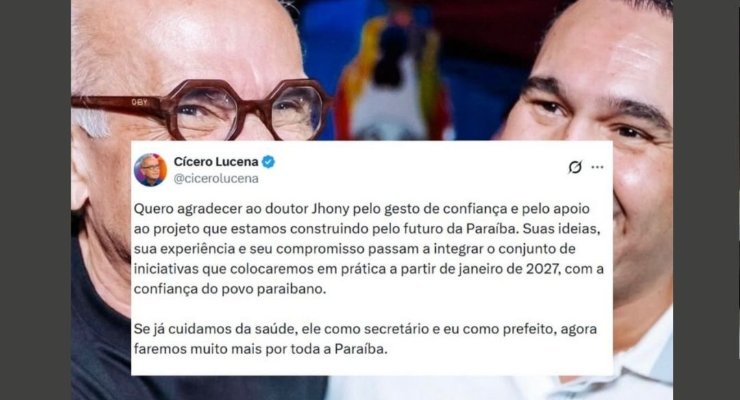 CÍCERO LUCENA AGRADECE APOIO DE JHONY BEZERRA E DESTACA COMPROMISSO COM A SAÚDE NA PARAÍBA