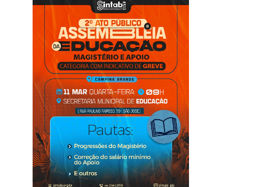 SERVIÇO PÚBLICO: ASSEMBLEIA EDUCAÇÃO - SINTAB